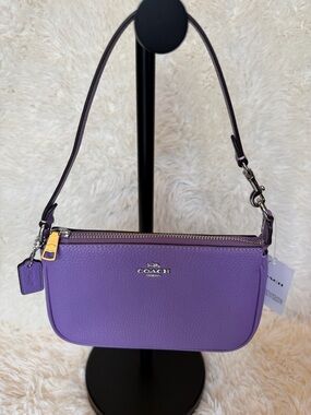 Coach Nolita Iris Pebbled Leather Logo Zip Shoulder Bag Small Designer